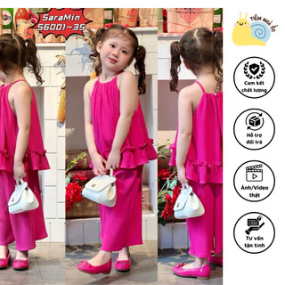 Set áo bèo cổ yếm Quảng Châu xinh xắn sang chảnh đi chơi đi biển cho bé gái cực xinh