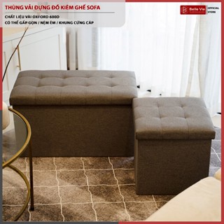 Thùng Vải Đựng Đồ BELLEVIE Hộp Đựng Đồ Kiêm Ghế Ngồi Sofa Bọc Vải Gấp Gọn Chắc Chặn Tiện Lợi