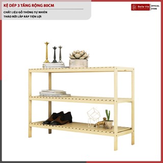 Kệ Để Giày 3 Tầng x 80cm BELLEVIE Kệ Gỗ Trang Trí Decor Đơn Giản Hiện Đại KT 80Cm x 26Cm x 63Cm