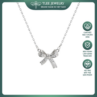 Dây chuyền bạc nữ TLEE nơ tiểu thư nạm đá cao cấp TLEE JEWELRY D0143