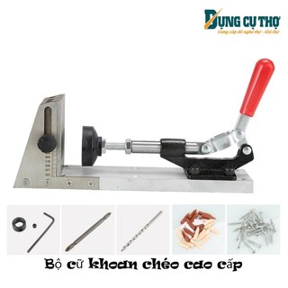Bộ cữ khoan chéo cữ khoan xép xiên cao cấp có kèm vam kẹp 3 lỗ - cao cấp