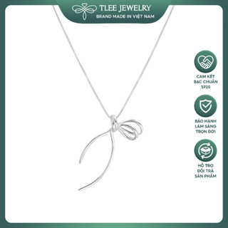 Dây chuyền bạc nữ TLEE sợi mì tròn dày dặn treo mặt nơ trơn cách điệu cá tính TLEE JEWELRY D0340