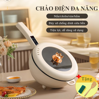 Nồi điện đa năng 6 chế độ, chảo điện dung tích 3L tay cầm dài, có điều chỉnh nhiệt độ, thời gian thông minh tiện dụng