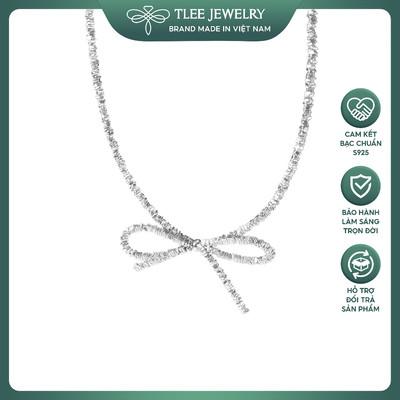 Dây chuyền bạc nữ TLEE hạt bạc vụn tết hình nơ xinh xắn TLEE JEWELRY D0301