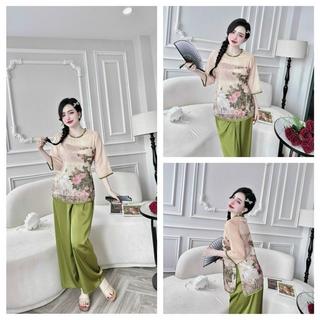 Bộ Lam Đi Chùa In 5d Chất Voan Tơ Ánh Kim 40-65kg 044