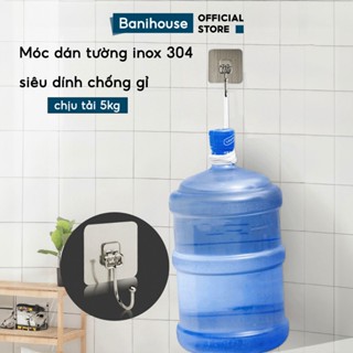 Móc dán tường inox siêu dính chịu tải 5kg Banihouse Móc dính tường siêu dính treo đồ tiện ích