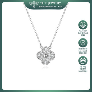  Dây chuyền bạc nữ TLEE mặt cỏ bốn lá đính đá viền bo hạt sáng nữ tính TLEE JEWELRY D0326 