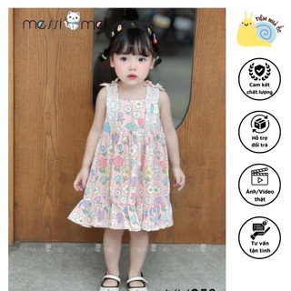 Váy hai dây tiểu thư hoạ tiết thỏ xinh xắn điệu đà chất cotton mềm mại thấm hút mồ hôi tốt mặc hè