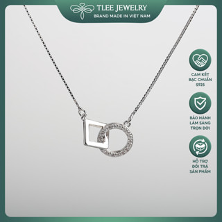 Dây chuyền bạc nữ TLEE mặt ghép tròn vuông mẫu lạ TLEE JEWELRY D0111