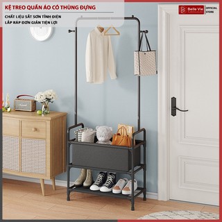 Giá sắt treo quần áo bellevie kệ treo quần áo trang trí 3 tầng đa năng chất liệu thép sơn tĩnh điện chống gỉ tủ nhỏ