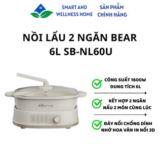Nồi lẩu 2 ngăn Bear 6L SB-NL60U - Bảo hành 18 tháng