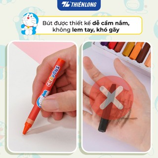Sáp 16 màu Colokit Doraemon CR-C05/DO, Màu tô mịn, ăn màu tốt trên giấy vẽ