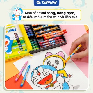 Sáp 16 màu Colokit Doraemon CR-C05/DO, Màu tô mịn, ăn màu tốt trên giấy vẽ
