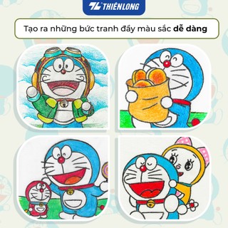 Sáp 16 màu Colokit Doraemon CR-C05/DO, Màu tô mịn, ăn màu tốt trên giấy vẽ