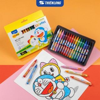 Sáp 16 màu Colokit Doraemon CR-C05/DO, Màu tô mịn, ăn màu tốt trên giấy vẽ