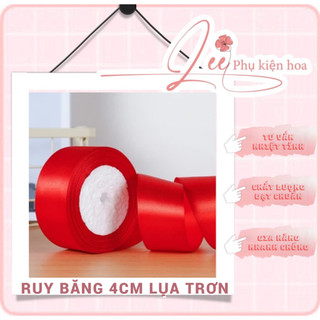 Ruy băng lụa trơn 4cm, cuộn 25y