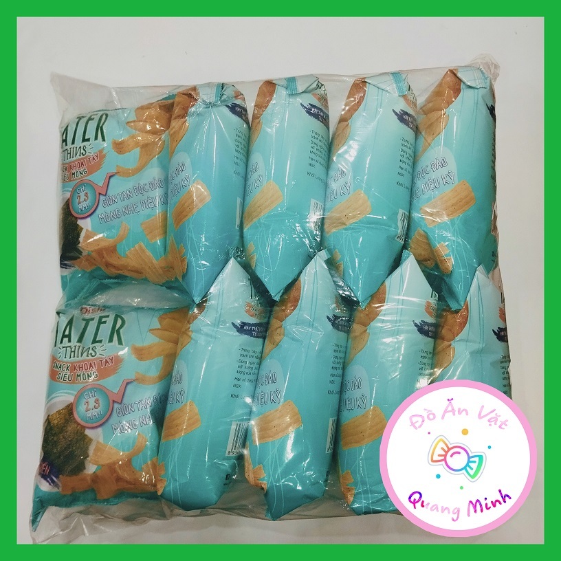 Bán sỉ bịch Bim bim Oishi Snack khoai tây siêu mỏng TATER thins vị Tảo biển gói lớn 32 g/10 gói giòn
