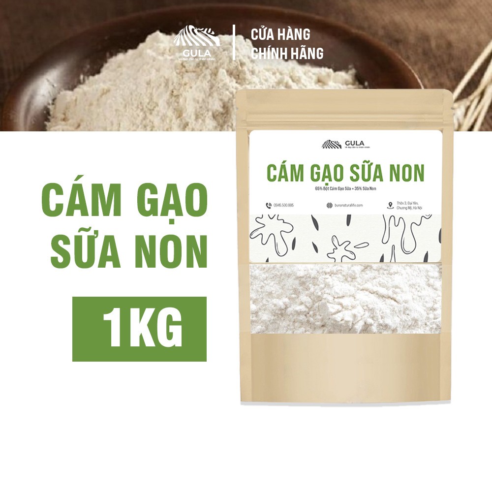 Bột cám gạo sữa Non [ 1KG ] hữu cơ giúp Trắng da, dưỡng ẩm, mờ thâm sạm - GULA