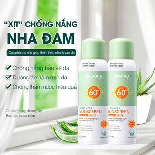 Xịt chống nắng nha đam giúp bảo vệ da, xịt chống tia cực tím, chỉ số chống nắng cao, nâng tone da không bết dính