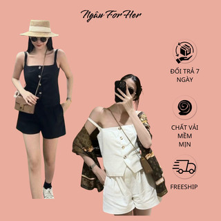 Gigi set - set áo hai dây quần short linen, set đồ hai dây xinh ngâu for her