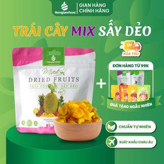 Mix hỗn hợp trái cây sấy dẻo Nonglamfood túi 75g | Tăng cường chất xơ, đề kháng