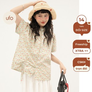 Áo sơ mi thô hoa nhí cổ sen dây rút Gardenia Shirt - ufo.thebasic