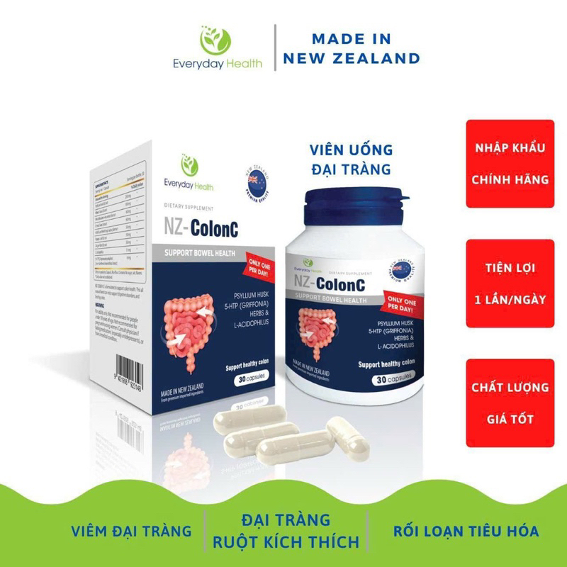 Viên uống NZ-ColonC giải pháp cho người bị đại tràng,hội chứng ruột kích thích(đại tràng co thắt)rối