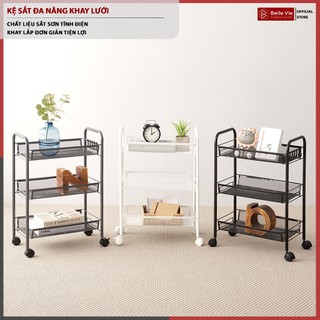 Kệ Sắt Đa Năng BELLIVE Kệ Đa Năng Khay Lưới 3 Tầng Sơn Tĩnh Điện Có Bánh Xe Tiện Lợi