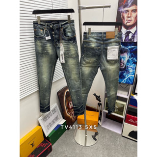 Quần purple vàng rêu chấm sơn không rách,quần jean purple học sinh đơn giản 4 cúc mác lụa