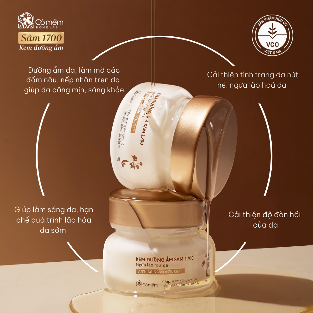 Kem dưỡng ẩm da mặt Sâm 1700 Ngừa Lão Hoá da Giúp Mờ Nếp Nhăn Và Đốm Nâu Cỏ Mềm 50g