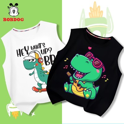 Áo ba lỗ bé trai BOBDOG, áo thun bé trai chất cotton mềm mại in hình khủng long cute cho bé
