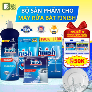 Viên rửa bát finish essential 100 viên - muối + bóng finish 800ml dùng cho máy rửa chén bát ly