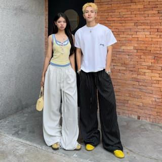 AB HOUSE - Quần ống suông form rộng Striped pants thời trang nam nữ