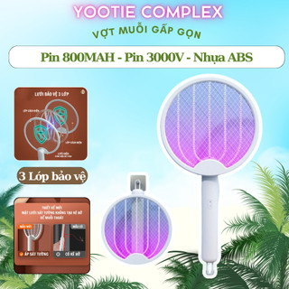 Vợt Diệt Muỗi Thông Minh Gấp Gọn 2 In 1 Kiêm Đèn Bắt Muỗi Tự Động Ban Đêm Gấp Gọn