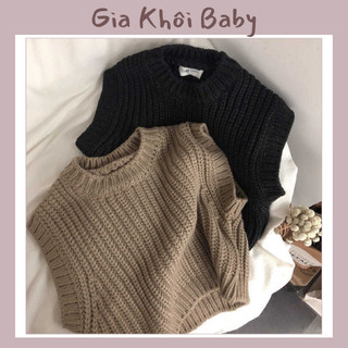 Áo gile len tăm cho bé, áo len gile hai màu cho bé trai và bé gái phong cách Hàn Quốc