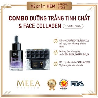 Combo dưỡng trắng face cá hồi + tinh chất bakuchiol meea bộ lớn 30ml