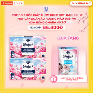 Combo 2 Hộp Giấy Thơm Comfort Dành Cho Máy Sấy Quần Áo Hương Mẫu Đơn Và Hoa Hồng Ohara 40 tờ