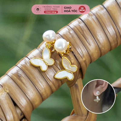 Bông Tai Ngọc Trai Phối Cánh Bướm Đôi Hoa Tai Sang Trọng, Tinh Tế  - Ngọc Trai Trường Thịnh