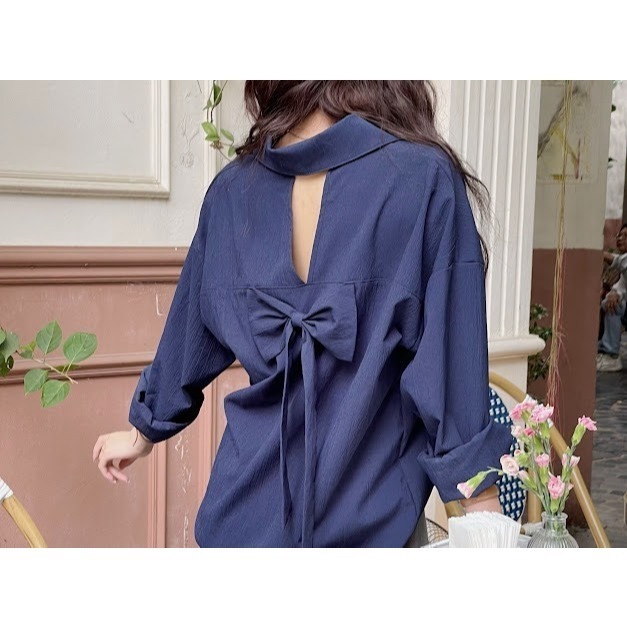 Áo Sơ Mi Kiểu Học Sinh Đính Nơ Sau Lưng Điệu Đà HALOG.STORE | BigBuy360 - bigbuy360.vn