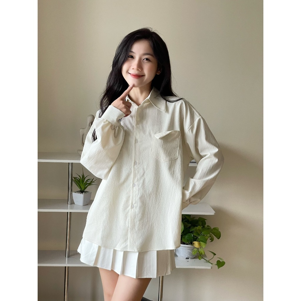 Áo Sơ Mi Kiểu Học Sinh Đính Nơ Sau Lưng Điệu Đà HALOG.STORE | BigBuy360 - bigbuy360.vn