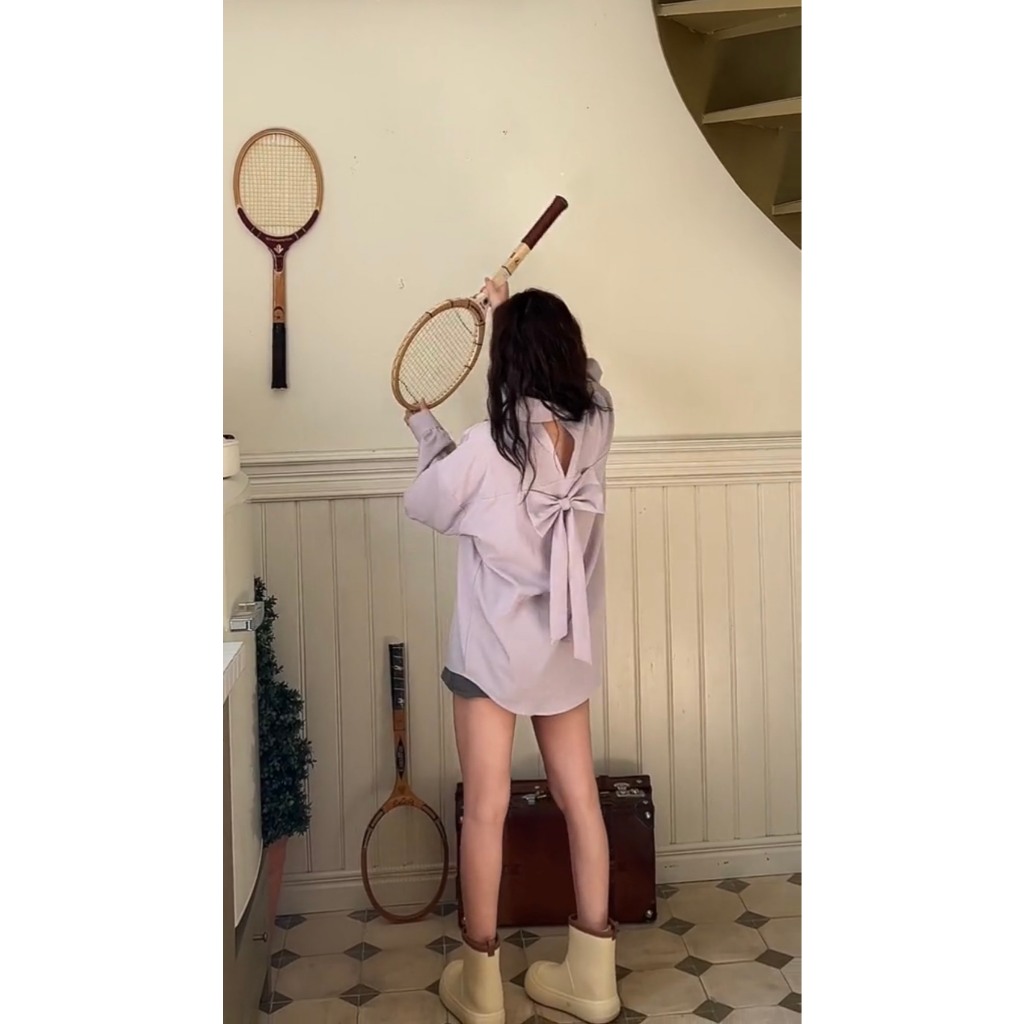 Áo Sơ Mi Kiểu Học Sinh Đính Nơ Sau Lưng Điệu Đà HALOG.STORE | BigBuy360 - bigbuy360.vn