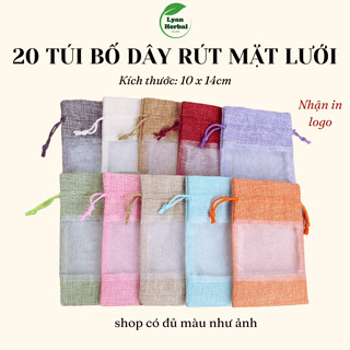 20 túi bố dây rút mặt lưới voan 10x14cm nhiều màu làm túi thơm đựng trang sức đựng hạt cà phê