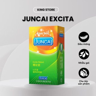 Bao cao su gân JUNCAI Excita Ribbed siêu mỏng 001mm, đường gân đặc biệt tăng khoái cảm kéo dài quan hệ