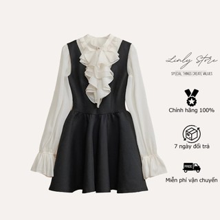 Váy kiểu nữ yếm xoè chất Tuýt si gân Linly Store V-VP1