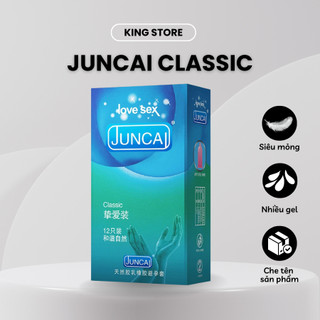 Bao cao su siêu mỏng JUNCAI Classic hộp 12 cái phong cách cổ điển trơn mịn kéo dài quan hệ