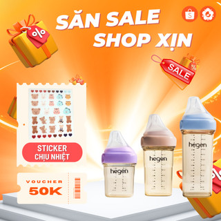 Bình sữa Hegen PPSU 150ml/240ml/330ml cổ màu hồng, tím, xanh - NEW