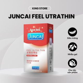 Bao cao su JUNCAI Feel Ultra Thin hộp 12 siêu mỏng nhiều gel tăng cường bôi trơn kéo dài quan hệ
