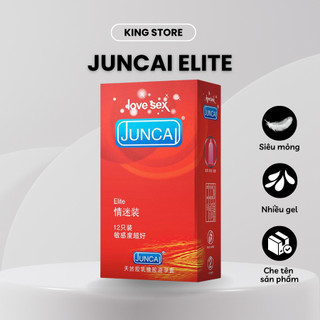 Bao cao su siêu mỏng JUNCAI Elite hộp 12 cái ôm sát truyền nhiệt kéo dài thời gian quan hệ