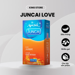 Bao cao su siêu mỏng JUNCAI Love hộp 10 cái truyền nhiệt, trơn mịn kéo dài quan hệ
