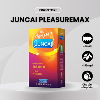 Bao cao su gân gai JUNCAI Pleasuremax hộp 12 cái siêu mỏng tăng khoái cảm kéo dài quan hệ